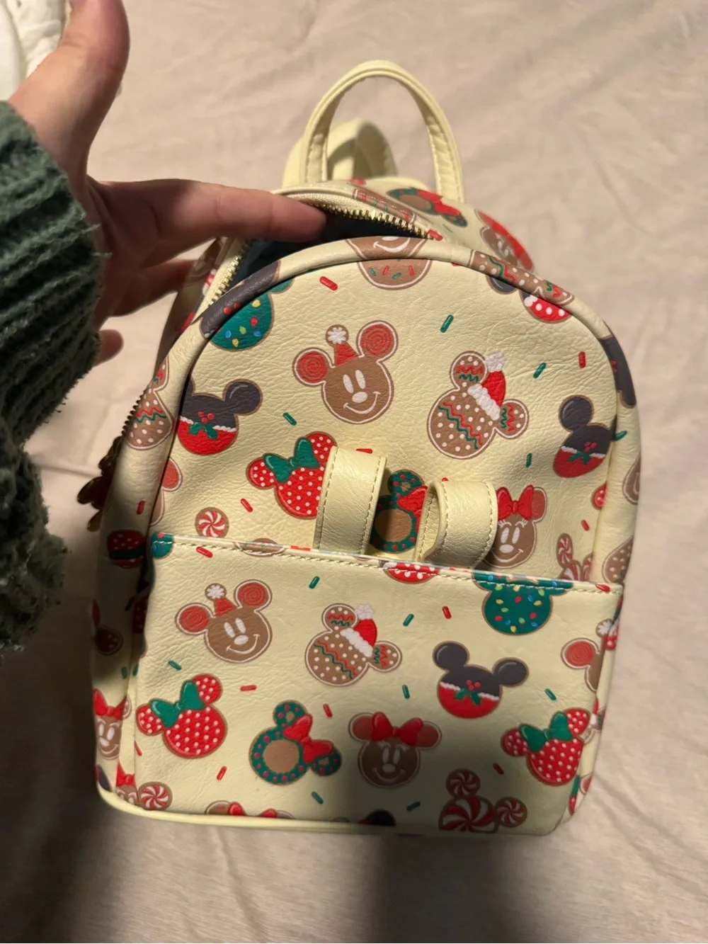 Loungefly Cream Mini Backpack with Festive Character Print
